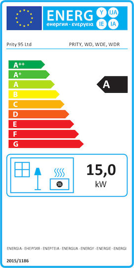 Prity WD R Μεταλλική Ξυλόσομπα 15kW Μαύρη