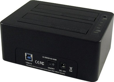 LC-Power LC-DOCK-U3-HUB Docking Station for 2 Hard Drives SATA 2.5" / 3.5" with Connection USB 3.0