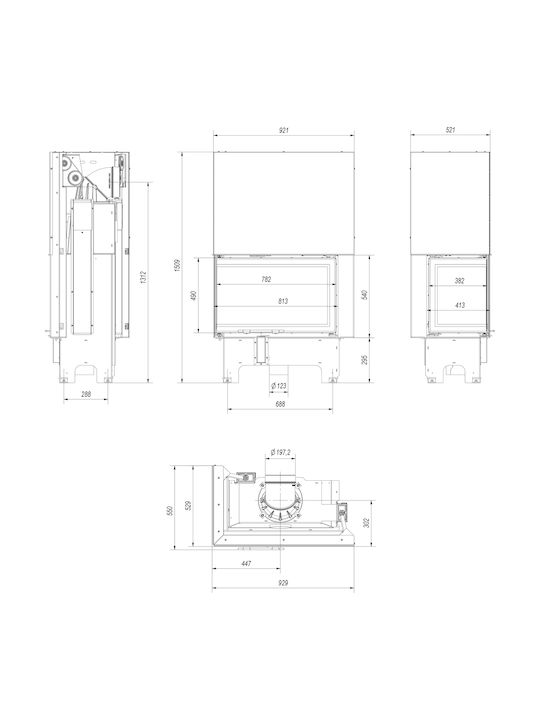 Kratki VNL 810 410 Kaminofen Holz 14kW Linke Ecke mit Schiebetür