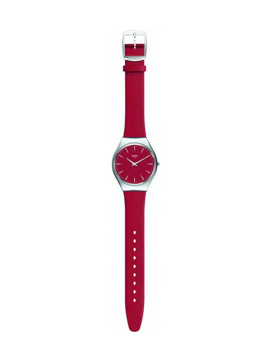Swatch Skinrossa Uhr mit Rot Lederarmband