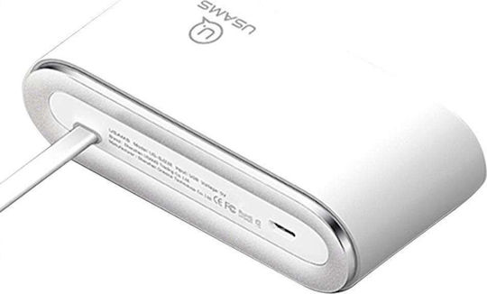 Usams SJ238 USB 2.0 4 Port Hub with USB-A Connection White