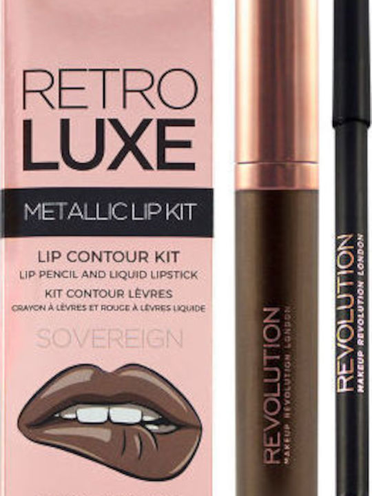 Revolution Beauty Retro Luxe Seturi și Palete de Machiaj pentru Buze Metallic Sovereign 2 Bucăți