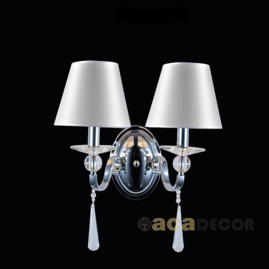 Aca Evita Vintage Φωτιστικό Τοίχου με Ντουί E14 Ασημί 34x34εκ.