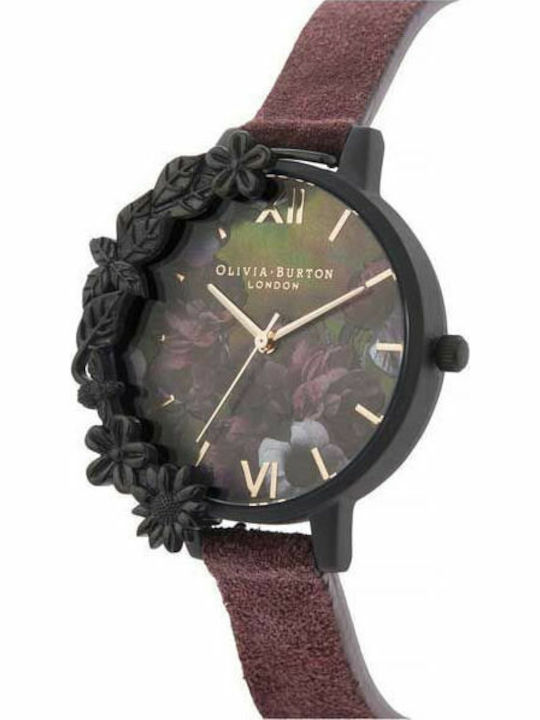 Olivia Burton After Dark Γυναικείο Ρολόι 34mm Μπαταρίας με Μπορντό Δερμάτινο Λουράκι