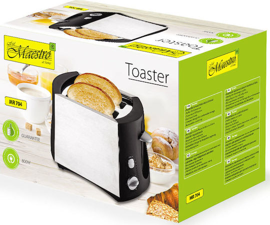 Maestro Φρυγανιέρα 2 Θέσεων 800W Inox