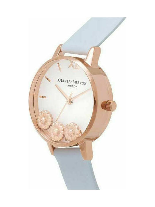 Olivia Burton Dancing Daisy Watch with Blue Leather Strap