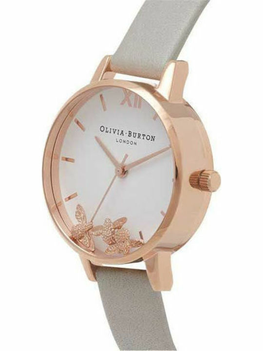 Olivia Burton Busy Bees Дамски Часовник 30мм Кварцов със Сива Кожена Каишка