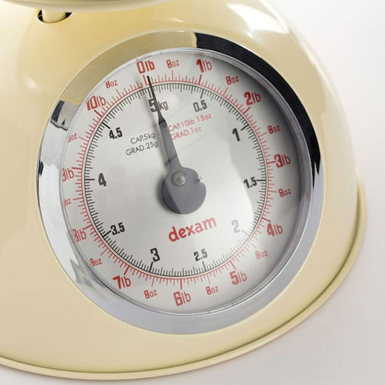 Dexam Retro Analoge Küchenwaage mit Eimer bis 5kg Creme
