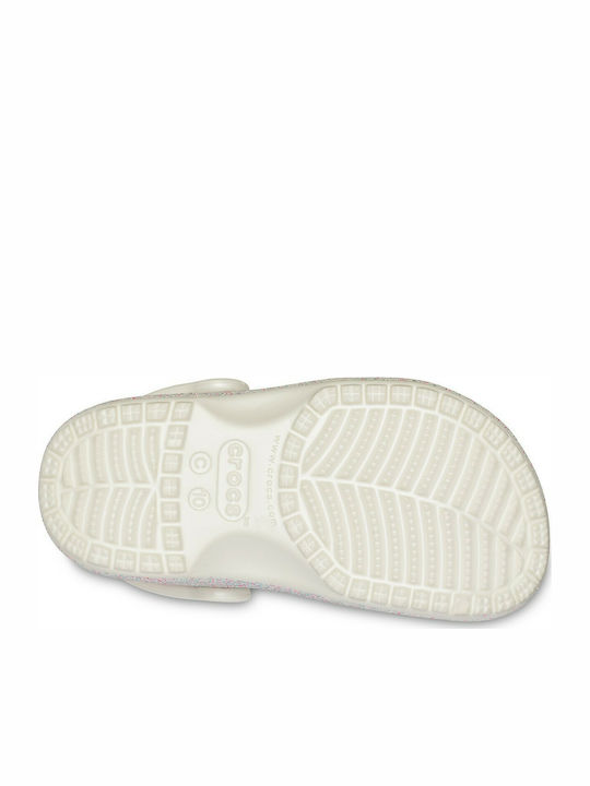 Classic Glitter Kinder Anatomische Badeschuhe Weiß