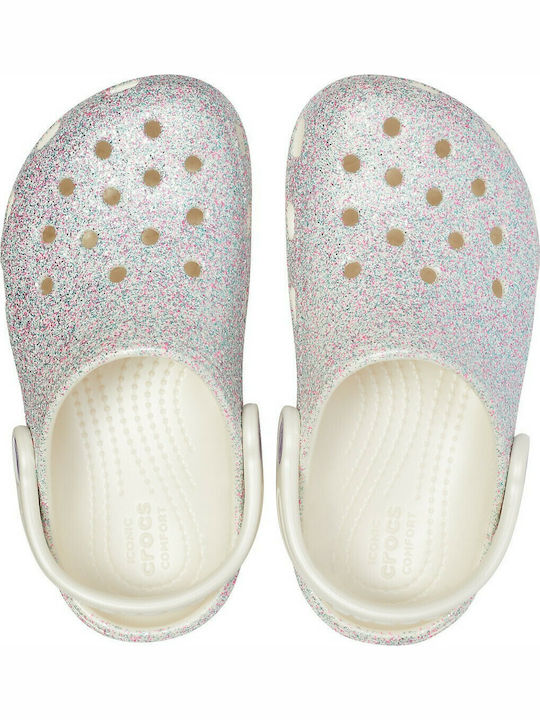 Classic Glitter Kinder Anatomische Badeschuhe Weiß