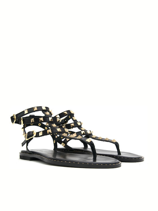 Sandale Casual Damă Gladiator Din Piele Negre