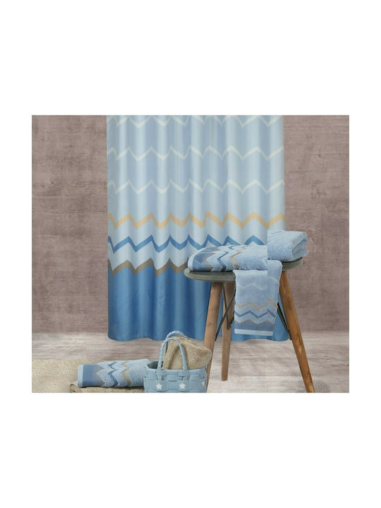 Nef-Nef Homeware Υφασμάτινη Κουρτίνα Μπάνιου 180x180 Reidar Blue