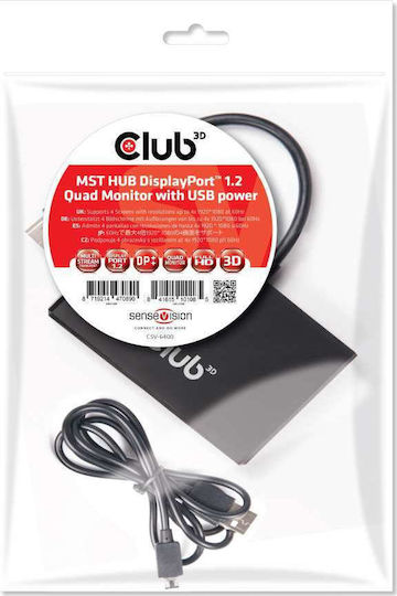 Club3D Конвертор DisplayPort мъжки към DisplayPort женски Черен 1бр CSV-6400