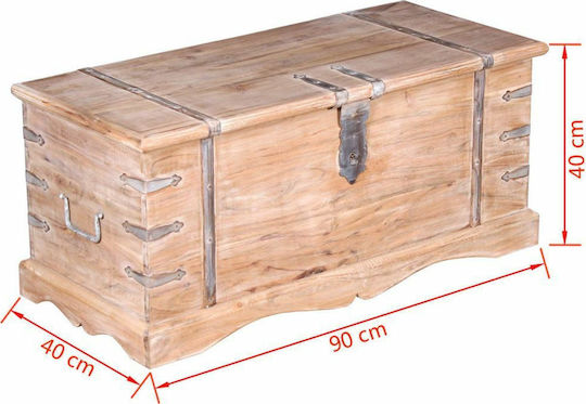 vidaXL Wooden Decorative Trunk Beige 90x40x40cm