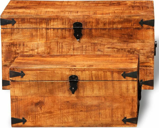 vidaXL Wooden Decorative Trunks Set Brown 2pcs