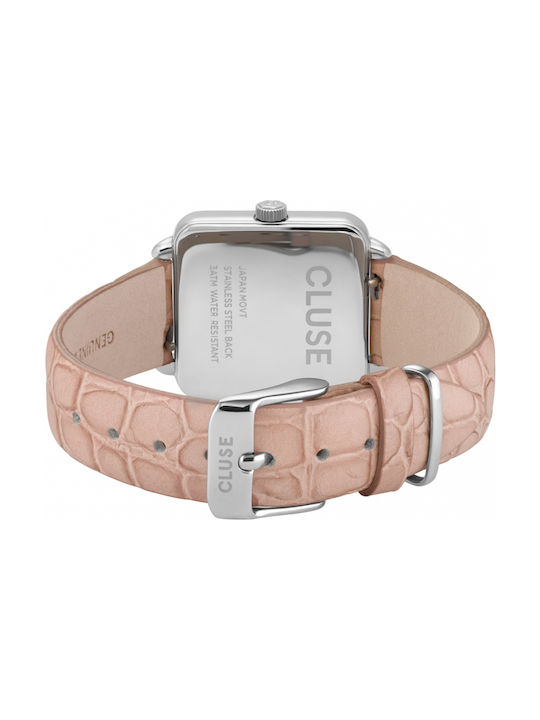 Cluse La Tetragone Watch with Pink Gold Leather Strap