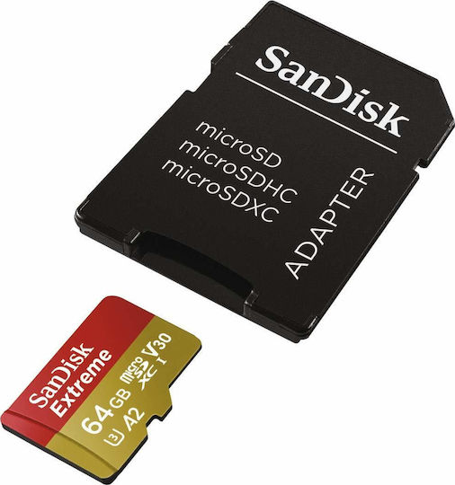 Sandisk Extreme microSDXC 64GB U3 V30 A2 UHS-I 160MB/s με αντάπτορα