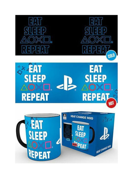 GB eye Playstation - Eat, Sleep, Repeat Wärmewechsel Tasse Keramik Blau 1Stück