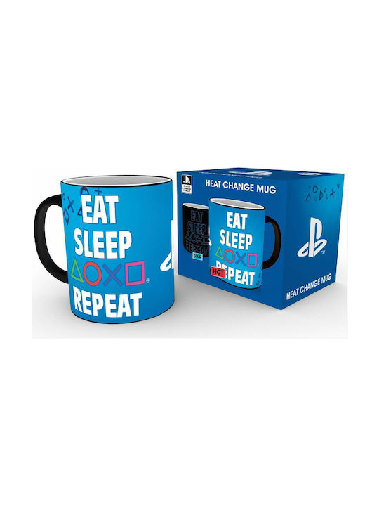 GB eye Playstation - Eat Sleep Repeat Heat Change Blue Ceramic Mug 320ml