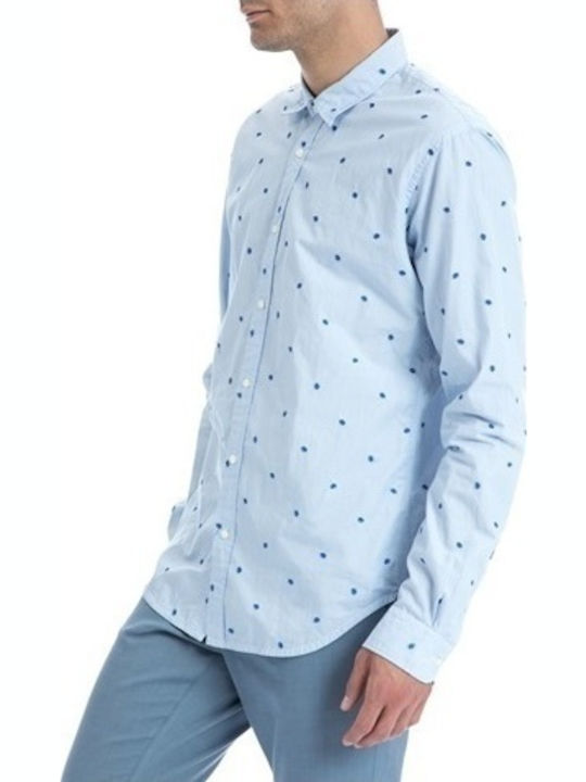 Scotch & Soda Herrenhemd Langärmelig Polka Dot Hellblau 136349-0217