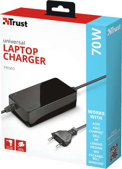 Trust Primo Universal Laptop Charger 70W 19V 3.6A without Power Cable