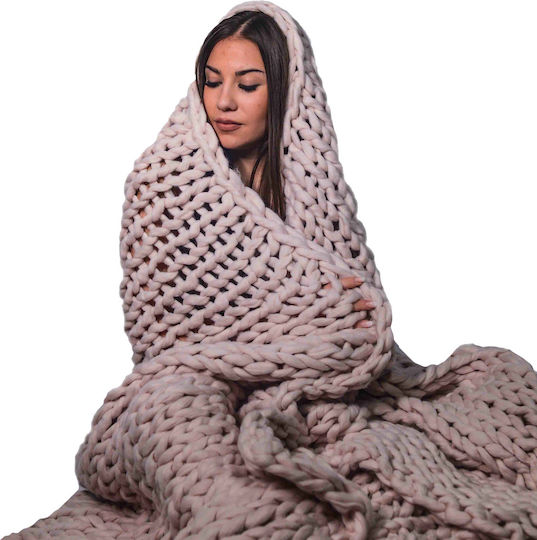Oxford Home Knitted Blanket Double 200x240cm Pink