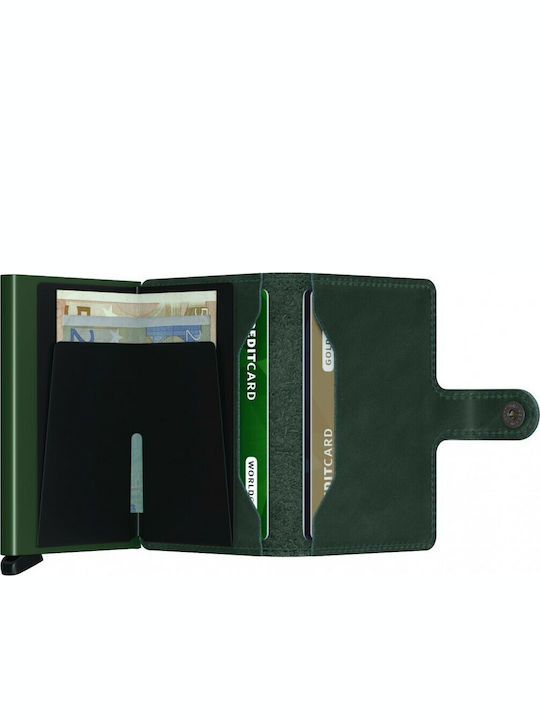 Miniwallet Matte Leather Men's Wallet Cards with RFID and Slide Mechanism Khaki