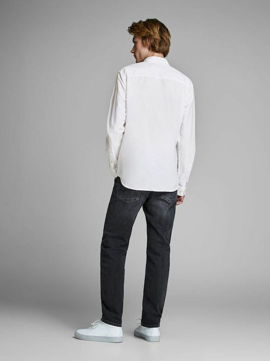 Jack & Jones Men's Shirt Long Sleeve Linen White