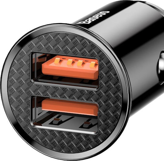Baseus Car Charger 30W 5A Fast Charging with Ports: 2xUSB Black Color
