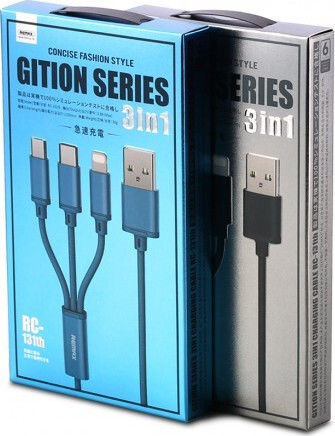 Remax Gition RC-131th Braided USB to Lightning / Type-C / micro USB 1.15m 2.8A Cable