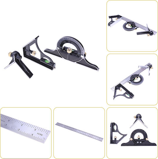 Factory Factory Winkelmesser Zimmerleute Stahl Länge 30cm mit Winkelmesser und Wasserwaage