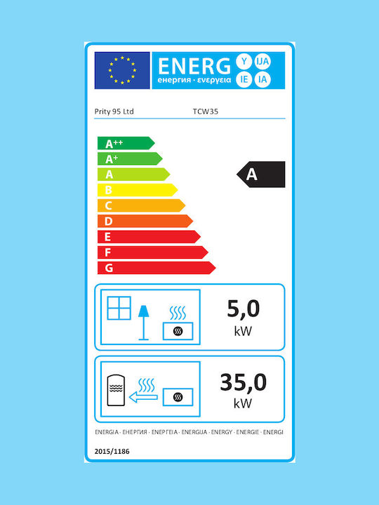 Prity TC W35 Șemineu cu inserție Lemn Radiator 40kW Prismatic cu o ușă care se deschide Deschideți rezervorul de expansiune