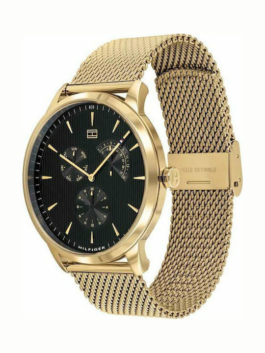 Tommy Hilfiger Brad Herrenuhr 44mm Chronograph Batterie mit Gold Metallarmband