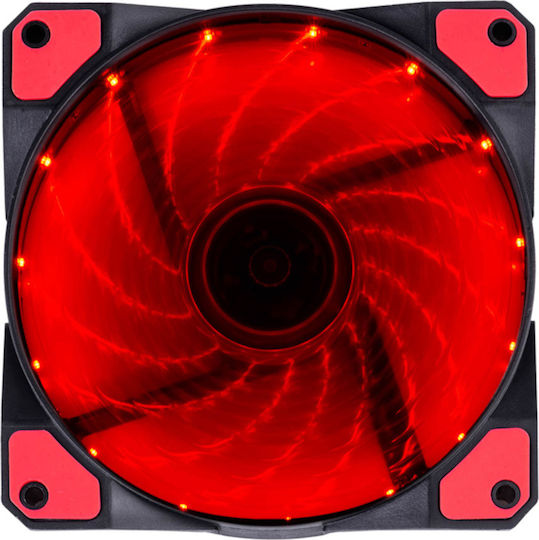 Akyga AW-12C Case Fan 120mm 1000rpm 38.8cfm with Red Lighting and 3-Pin Connection