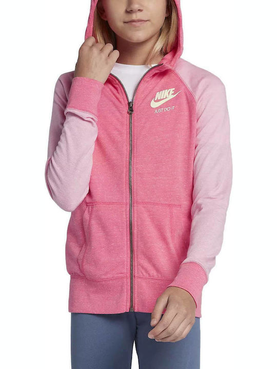 Nike Girls Athleisure Hooded Sweatshirt Sportswear Vintage with Zipper Pink