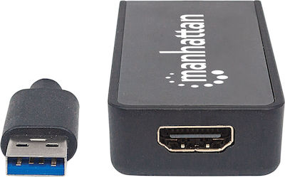 Manhattan Konverter USB-A männlich zu HDMI weiblich Schwarz (152259)