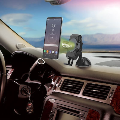 Scosche Mobile Phone Holder Car Stuckup Qi Wireless Charging Universal Window/Dash with Adjustable Hooks and Wireless Charging Black