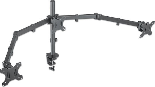 Manhattan Stand Desk Mounted for 3 Monitors up to 27" with Arm (461658)