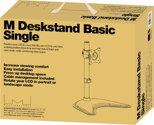 Multibrackets M Deskstand Basic Single Επιτραπέζια Βάση Οθόνης έως 27" με Βραχίονα