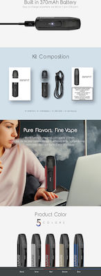 Justfog Minifit Kit de poduri 1.5ml cu Baterie Încorporată 370mAh Negru