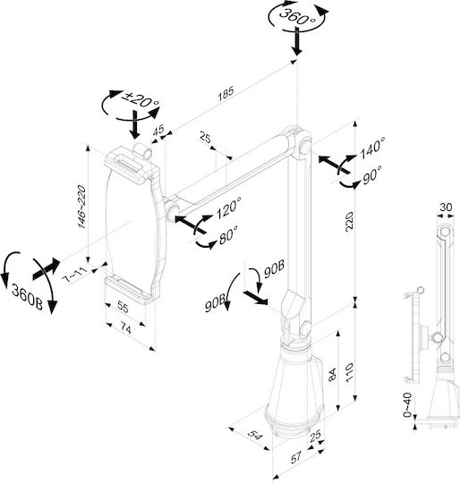 Neomounts Neomounts D100 Βάση Tablet με Βραχίονα σε Ασημί χρώμα