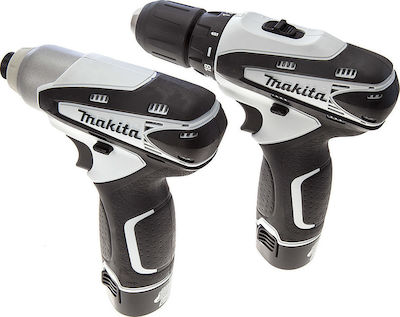 Makita DK1498W Σετ Ραδιόφωνο, Κρουστικό Δραπανοκατσάβιδο & Παλμικό Κατσαβίδι 10.8V με 2 Μπαταρίες 1.3Ah και Θήκη
