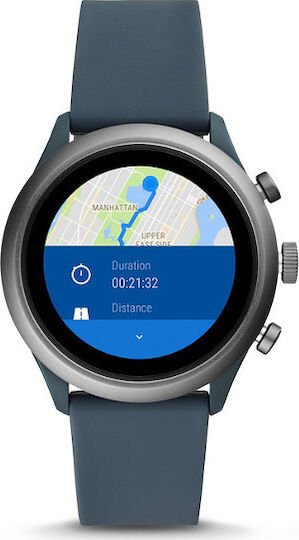 Fossil Sport Stainless Steel 43mm Smartwatch with Heart Rate Monitor (Blue)