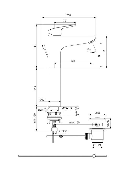 Ideal Standard Standard Mixing Tall Sink Faucet Silver Ideal Standard Standard Mixing Tall Sink Faucet Silver