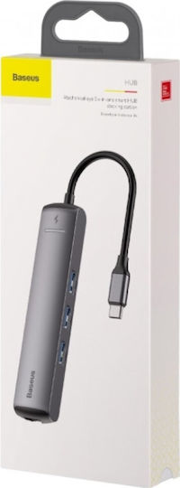 Baseus Mechanical Eye USB-C Докинг станция с HDMI 4K PD Етърнет Сив