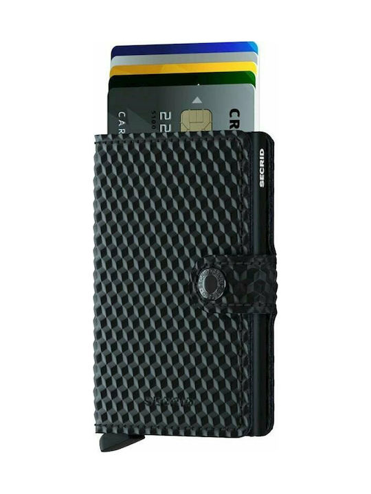Secrid Miniwallet Cubica Men's Leather Card Wallet with RFID και Slide Mechanism Black