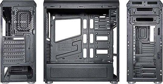 Supercase Thor TH06A Геймърско бюро Midi Tower Компютърна кутия със страничен прозорец Черен