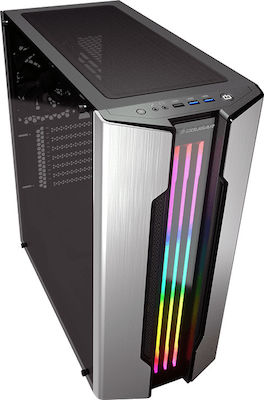 Cougar Gemini S Gaming Midi Tower Κουτί Υπολογιστή με Πλαϊνό Παράθυρο και RGB Φωτισμό Ασημί