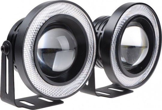 Angel Eyes Round Fog lights with DRL Car LED Universal 12V 15W 6.4cm with White Lighting 2pcs R500-15W