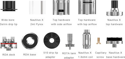 Aspire Quad-Flex Survival Kit Atomizor pentru Țigări Electronice RDTA 2ml Negru 3031